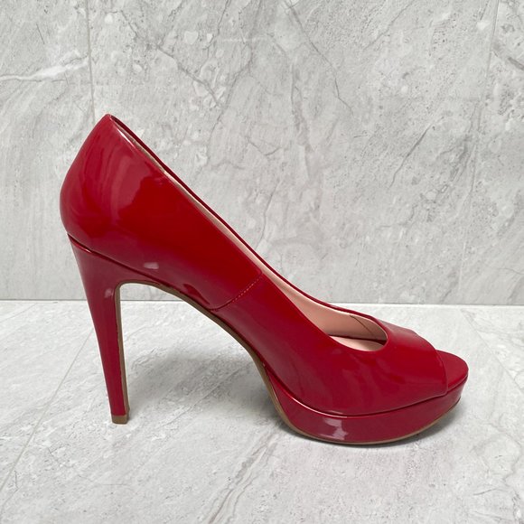 Chinese Laundry Red Patent Holliston Peep Toe Pumps Size 8 - Picture 7 of 15